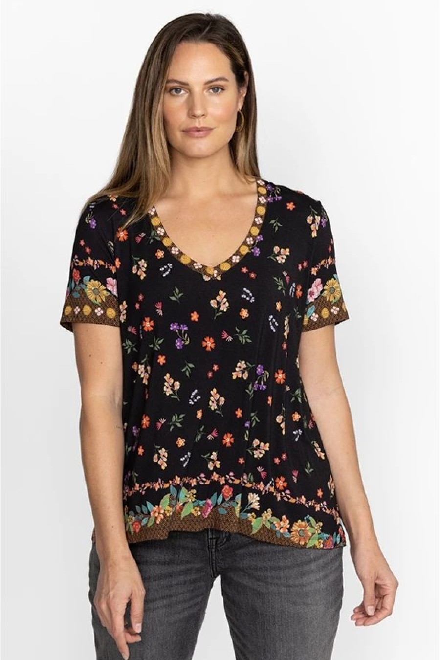 Clothing * | Nani Favorite Short Sleeve V-Neck Swing Tee-Plus Size Multi