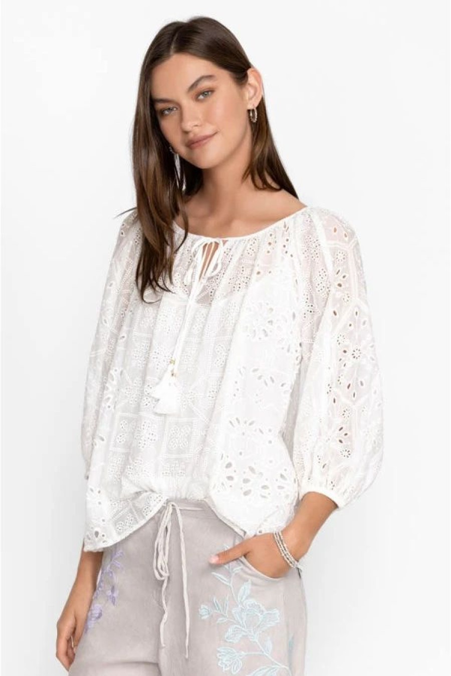 Clothing * | Castillo Eyelet Blouse White