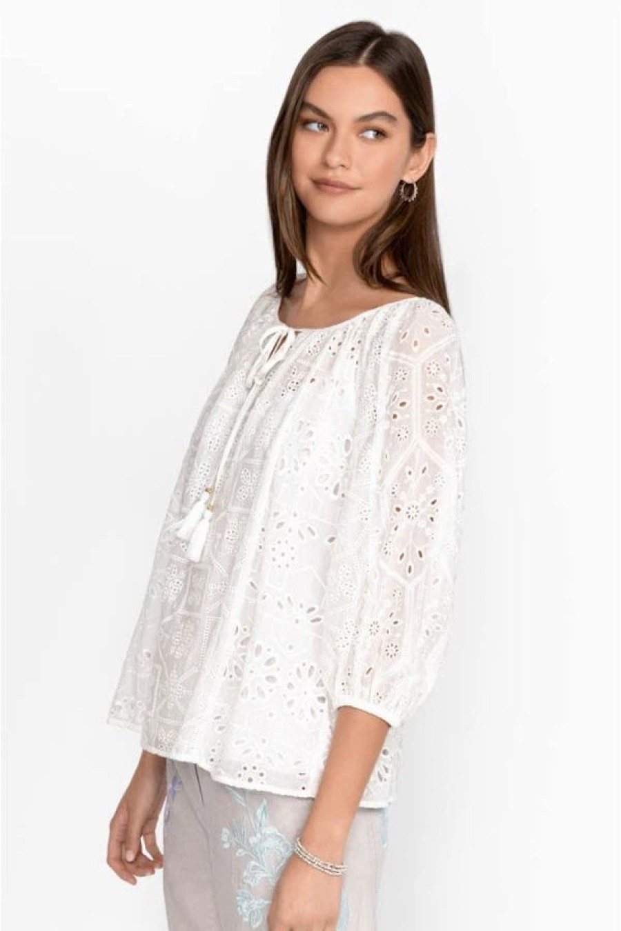 Clothing * | Castillo Eyelet Blouse White