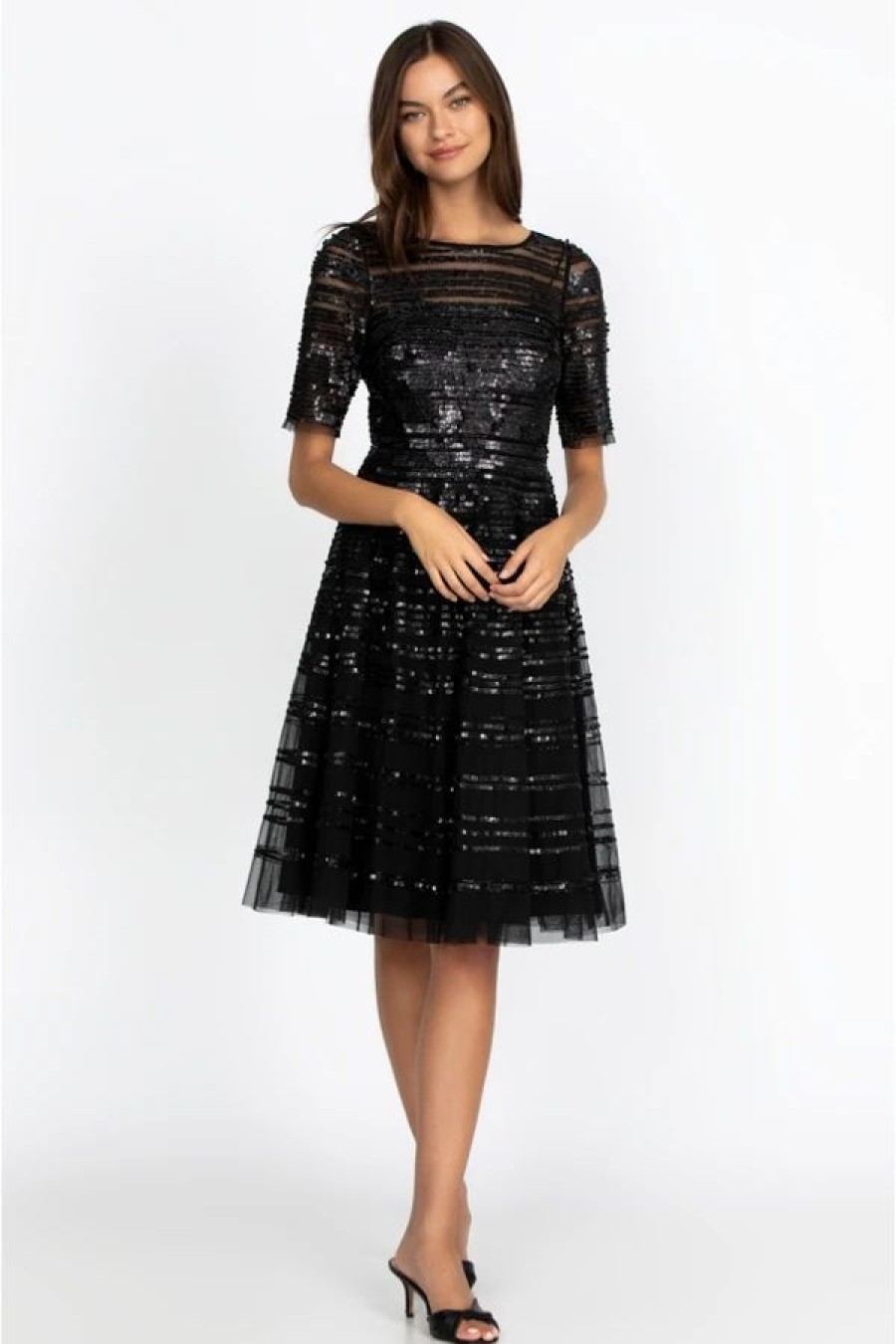 Clothing * | Beaded Mesh Dress Black