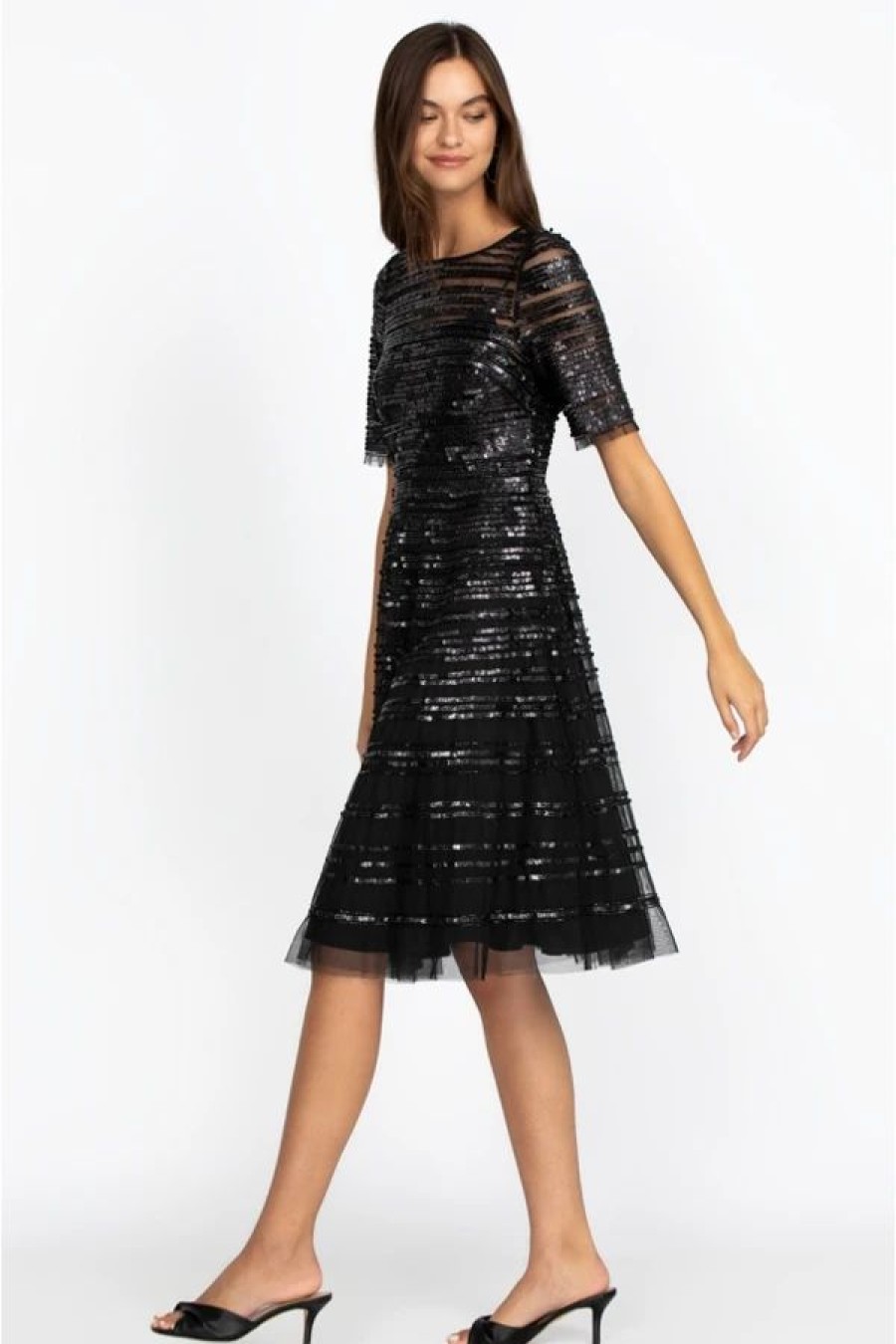 Clothing * | Beaded Mesh Dress Black