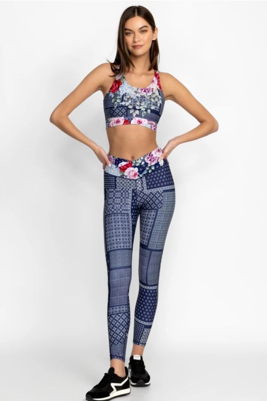 Clothing * | Rose Patch Cross Waistband Active Legging Multi