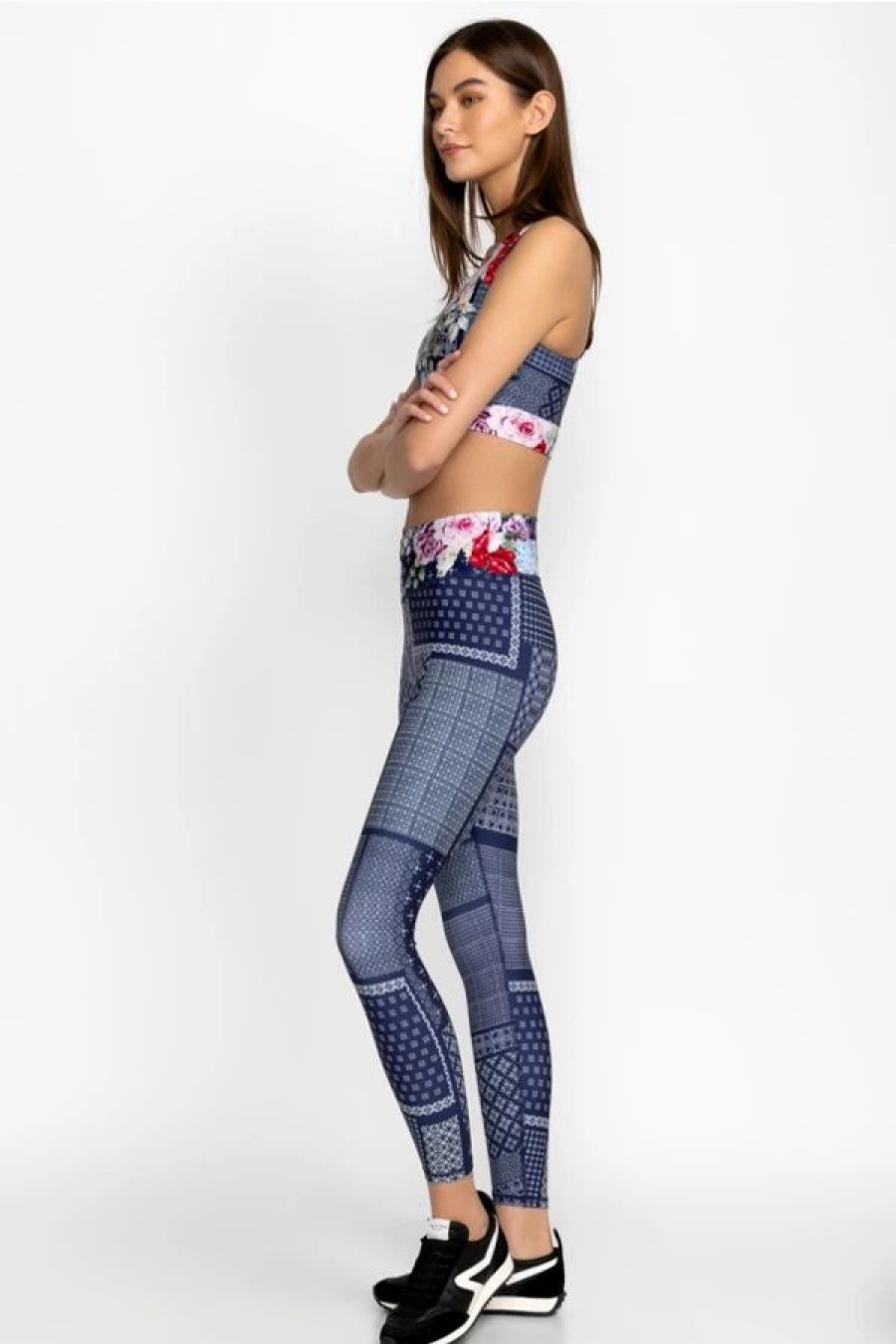 Clothing * | Rose Patch Cross Waistband Active Legging Multi