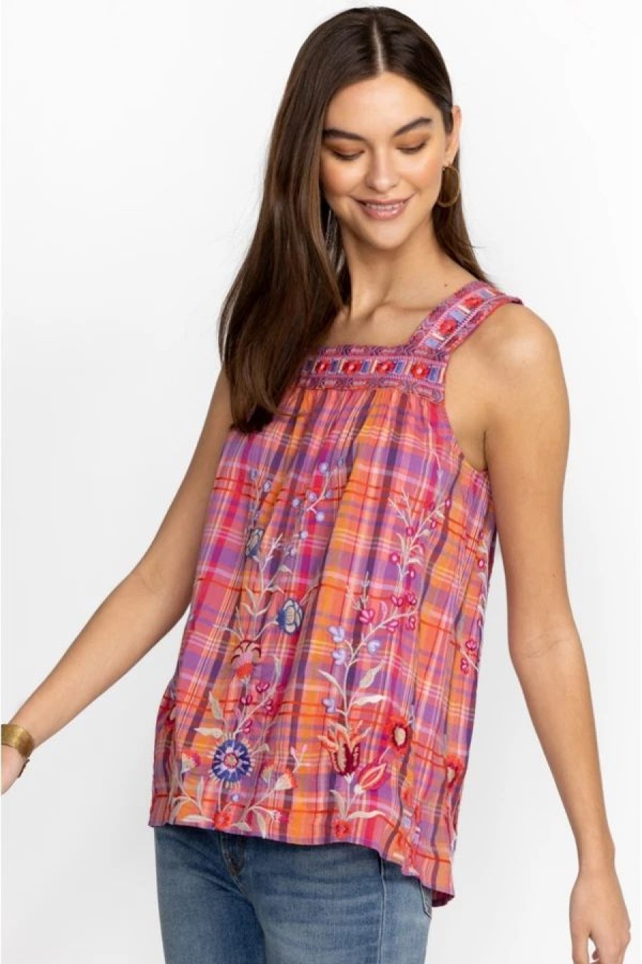 Clothing * | Piper Square Neck Tank Plaid