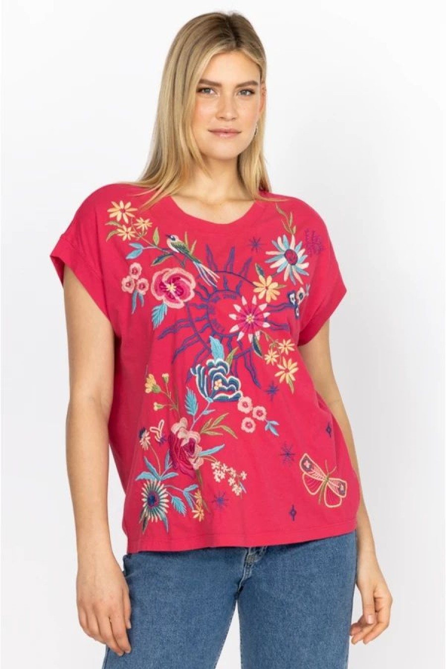 Clothing * | Arla Relaxed T-Shirt-Plus Size Rose Red