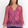 Clothing * | Foxglove Silk Blouse-Plus Size Multi