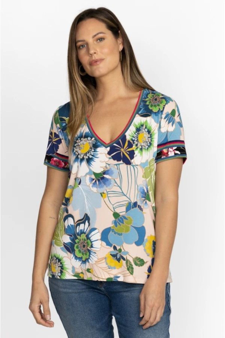 Clothing * | Jenn Favorite Short Sleeve V-Neck Tee- Plus Size Multi