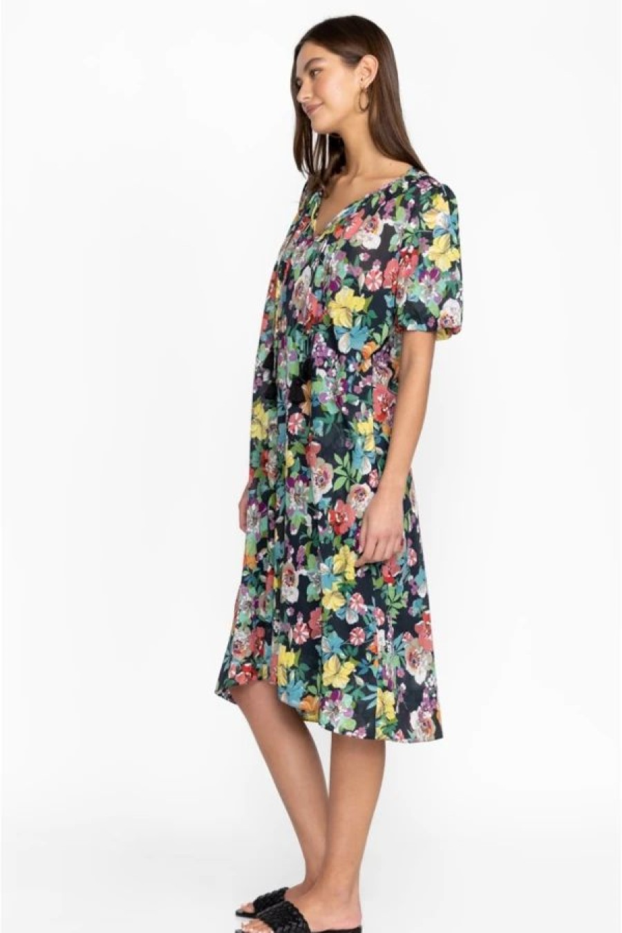 Clothing * | Zahava Tie Neck Midi Dress Multi