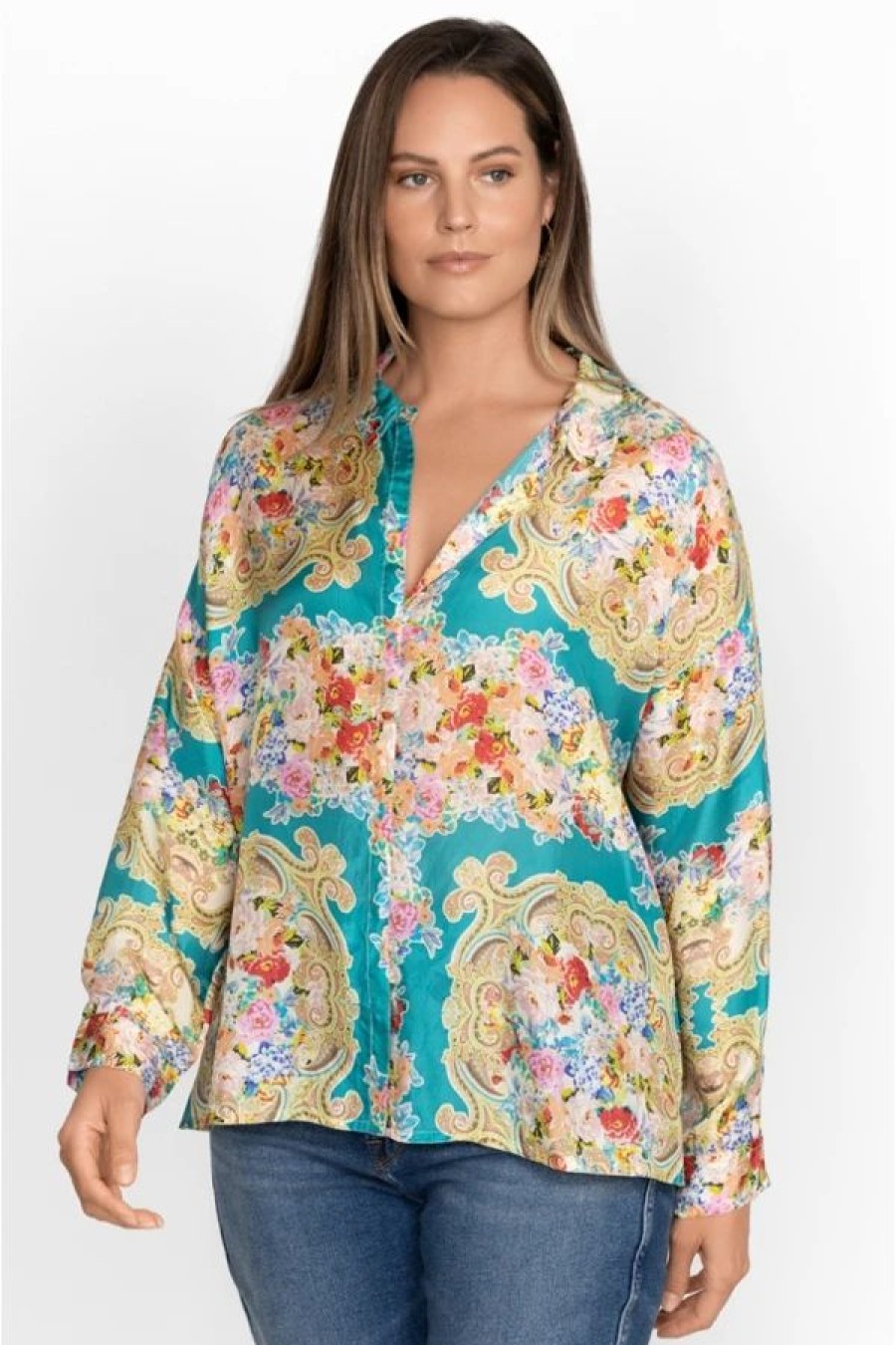 Clothing * | Rivoray Arie Button Up-Plus Size Multi