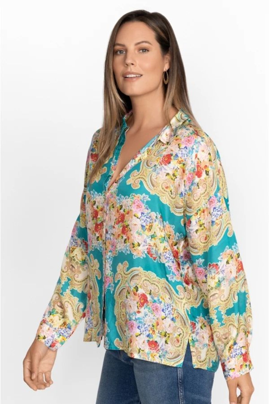 Clothing * | Rivoray Arie Button Up-Plus Size Multi