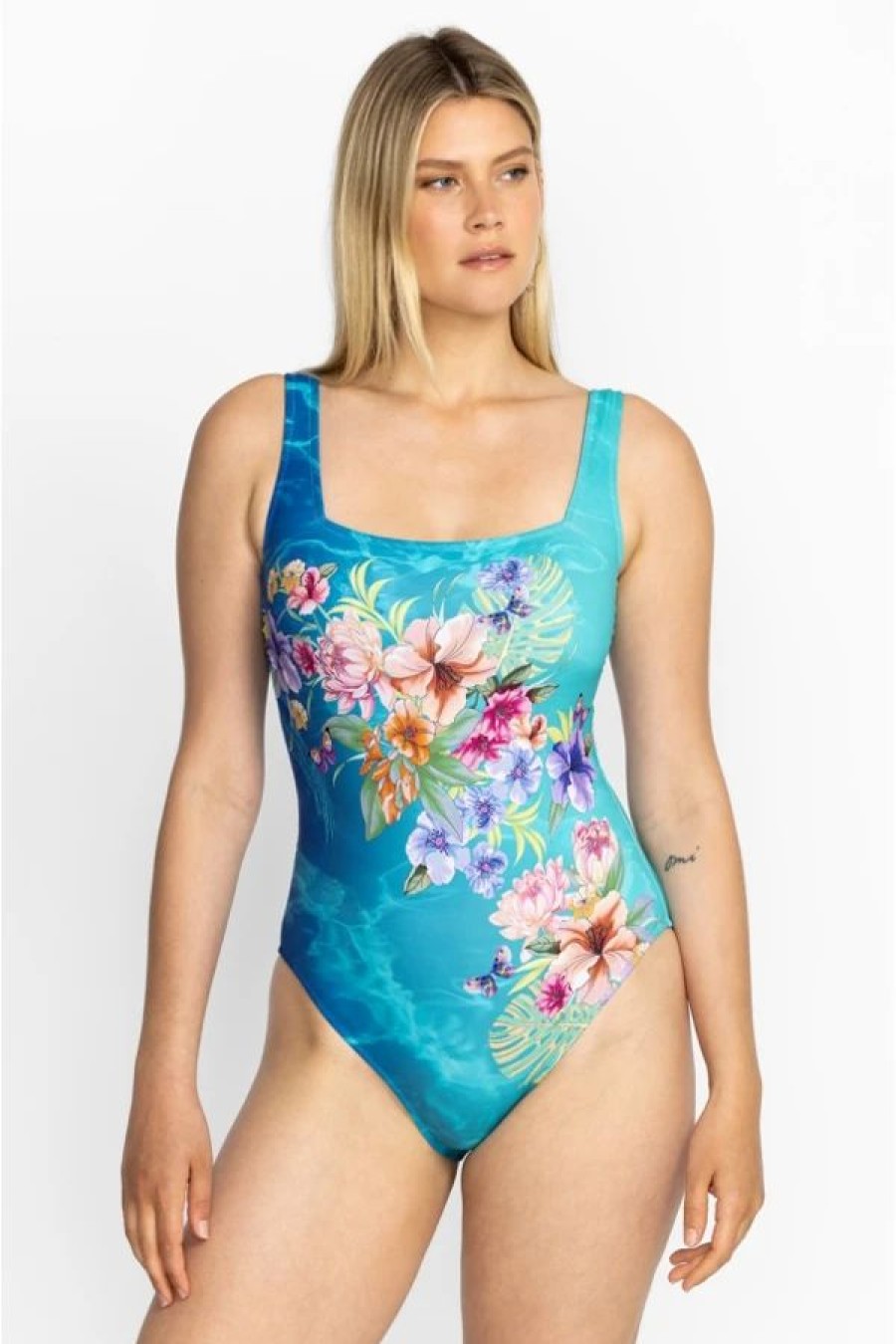 Clothing * | Water Tropic Square Neck One Piece-Plus Size Multi