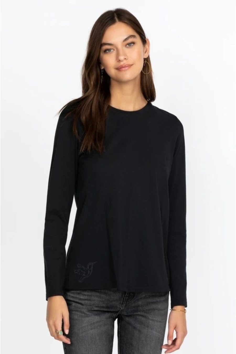 Clothing * | Long Sleeve Crew Neck Layering Tee Black