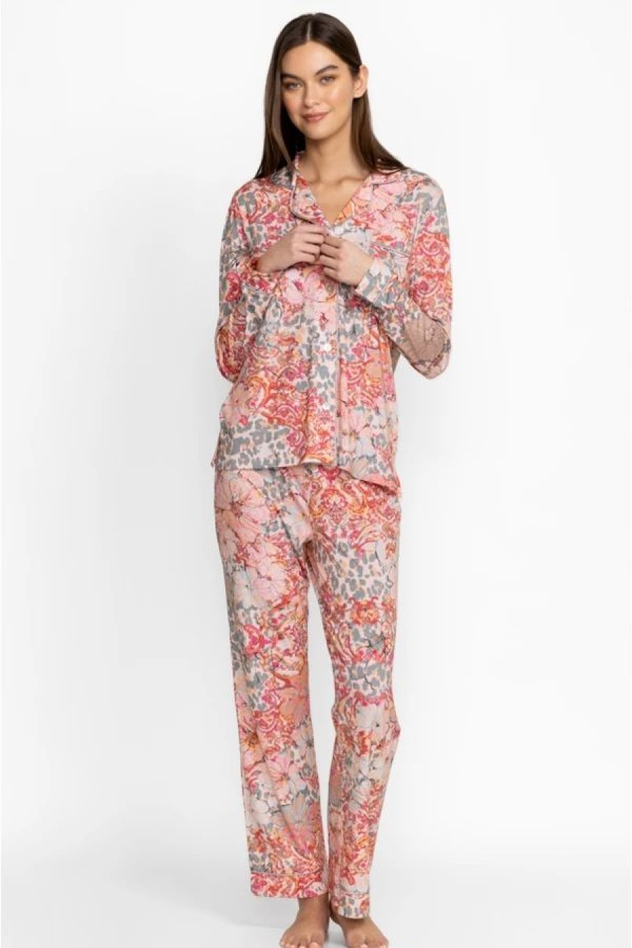 Clothing * | Feline Blush Long Pj Set Multi