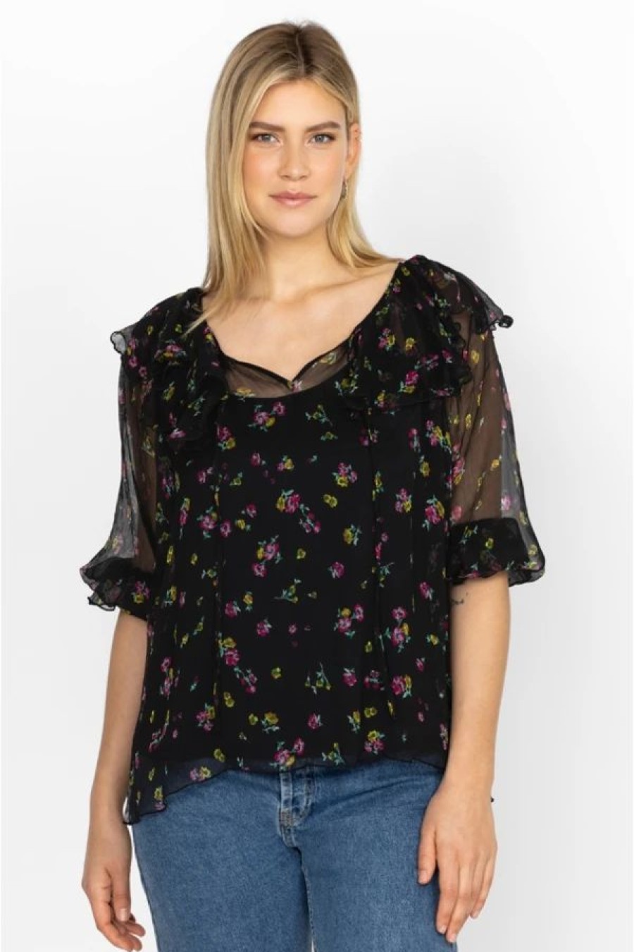 Clothing * | Fernanda Peasant Blouse-Plus Size Multi