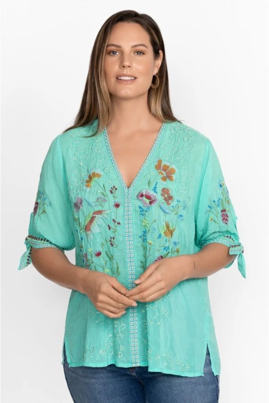 Clothing * | Cosette Blouse-Plus Size Sea Blue