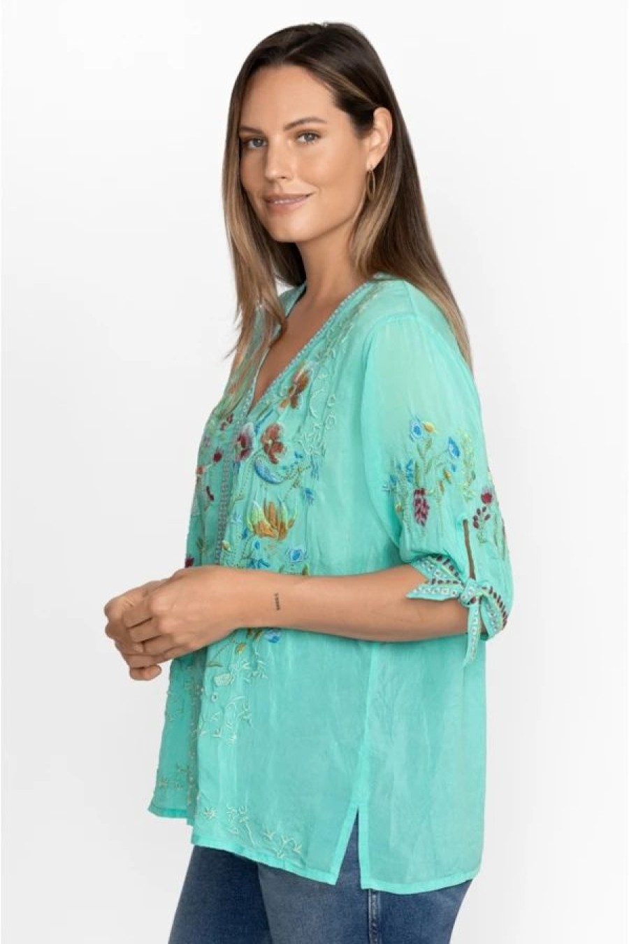 Clothing * | Cosette Blouse-Plus Size Sea Blue