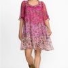 Clothing * | Foxglove Silk Mini Dress-Plus Size Multi