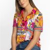 Clothing * | Rachel May Short Sleeve Swing Polo-Plus Size Multi