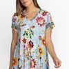 Clothing * | Rainbow Floral Drape Tunic-Plus Size Multi