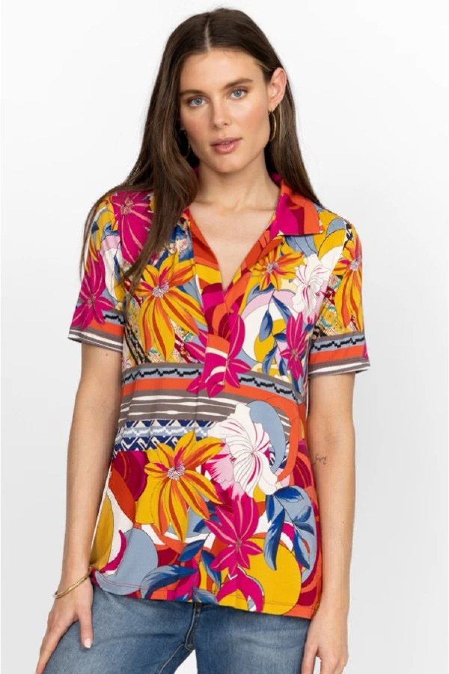 Clothing * | Rachel May Short Sleeve Swing Polo Multi