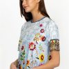 Clothing * | Rainbow Floral Oversize Crop Tee Multi