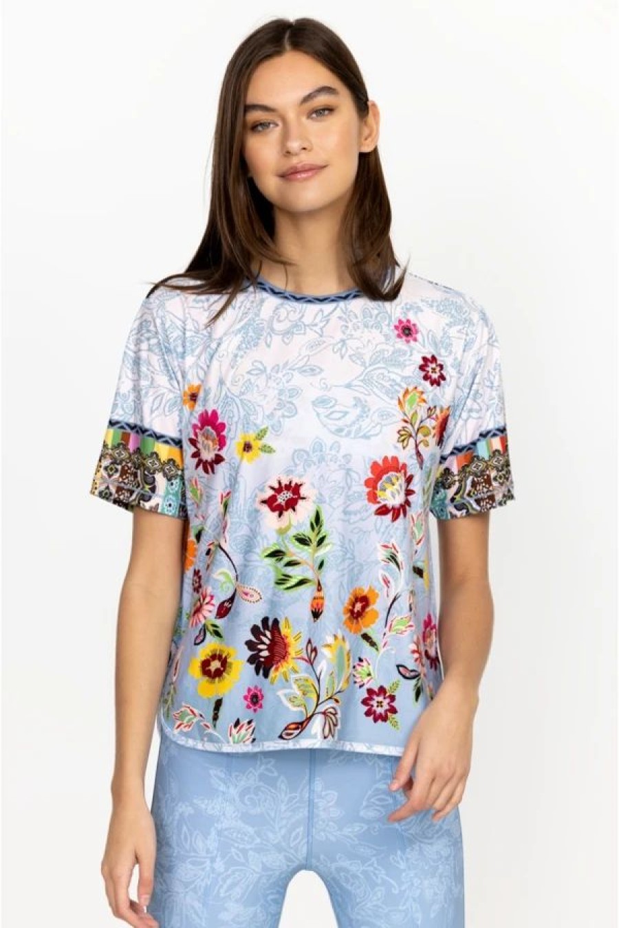 Clothing * | Rainbow Floral Oversize Crop Tee Multi