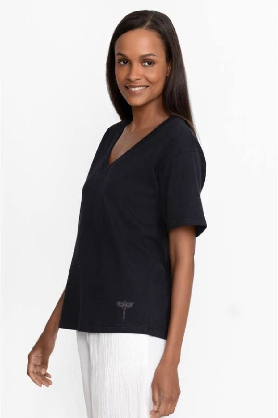 Clothing * | Organic Cotton Drop Shoulder Tee Black Beauty