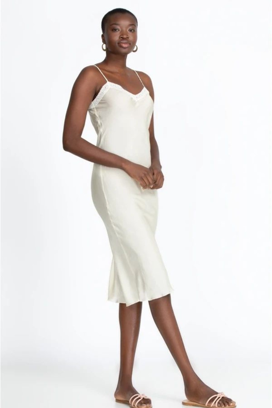 Clothing * | Midi Length Slip Ecru