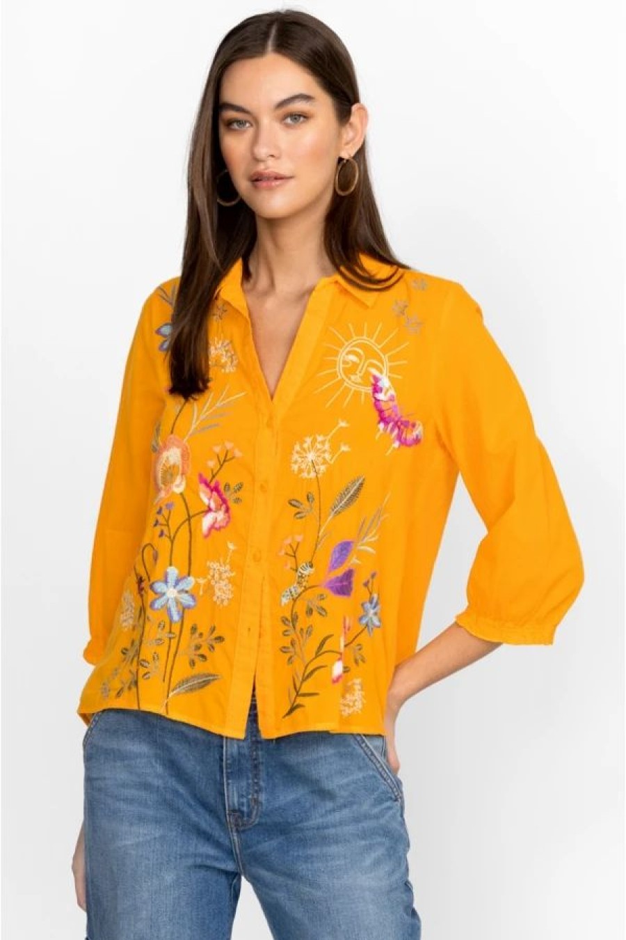 Clothing * | Nila Relaxed Smocked Shirt Gold Fusion