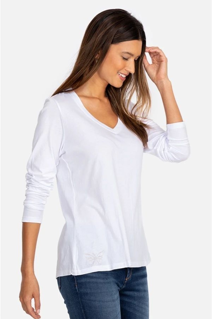 Clothing * | Long Sleeve V-Neck Layering Tee