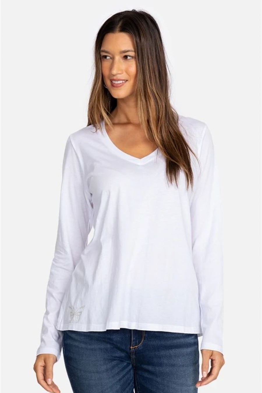 Clothing * | Long Sleeve V-Neck Layering Tee