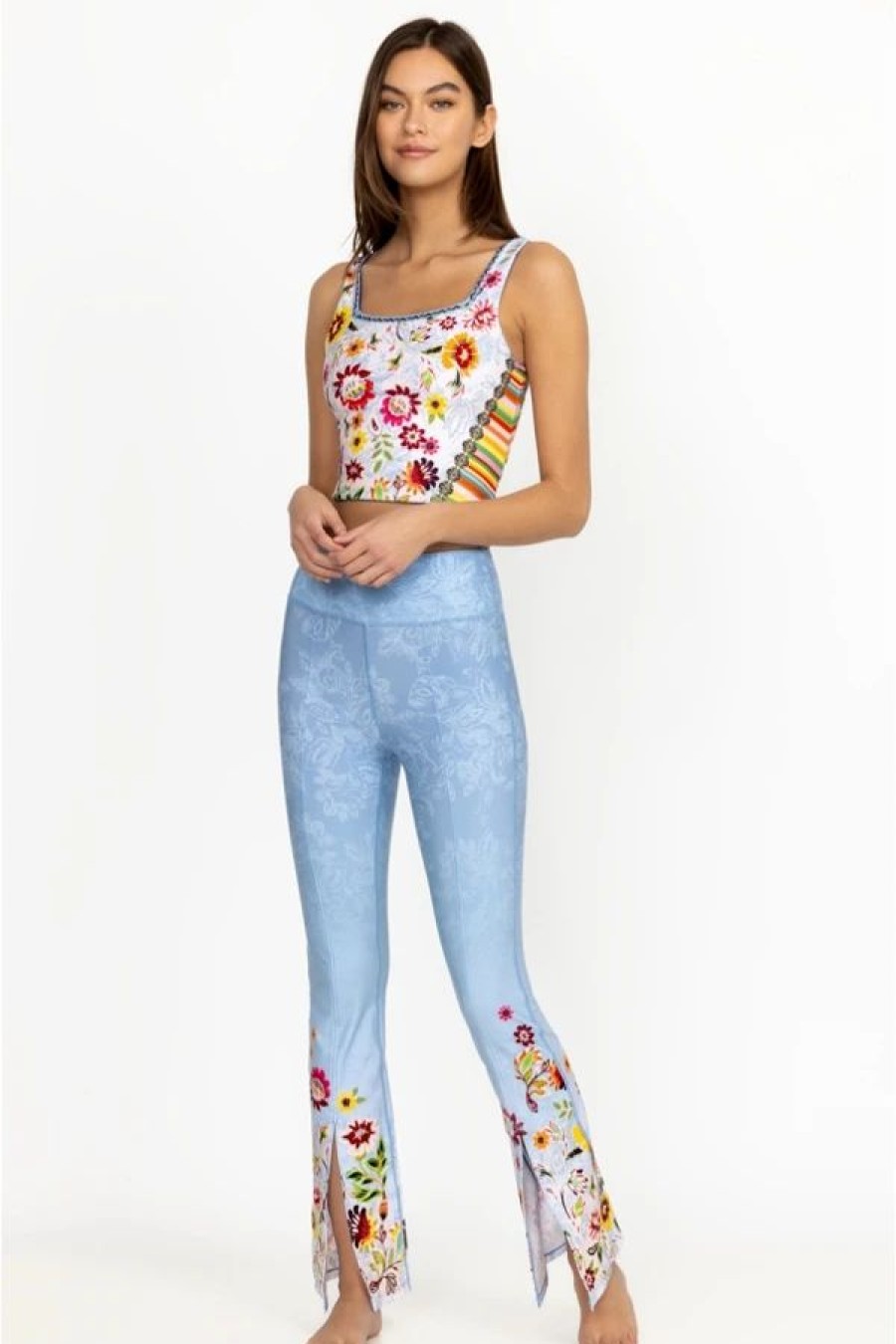 Clothing * | Rainbow Floral High Waist Slit Legging Multi