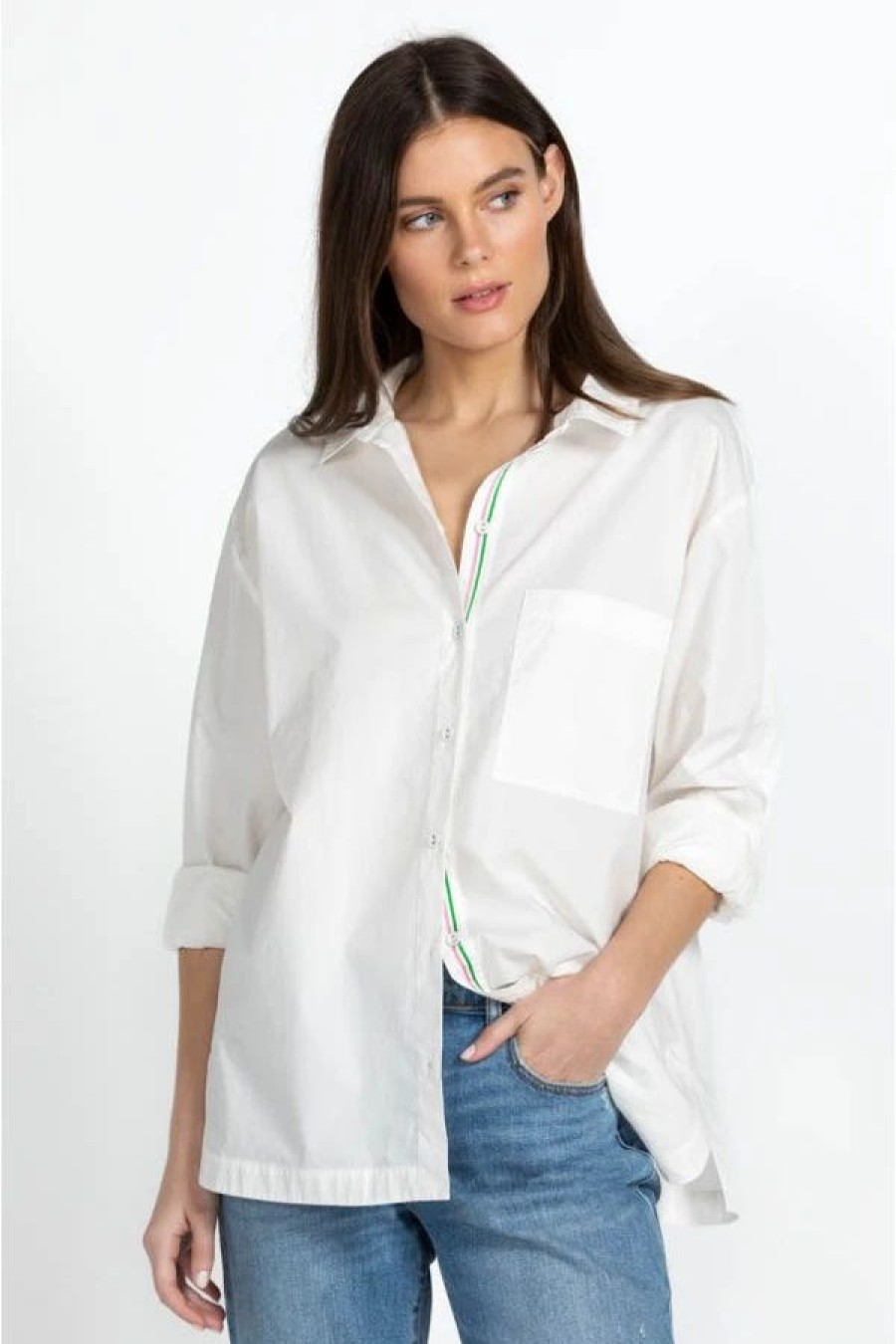 Clothing * | Poplin Relaxed Pocket Shirt White