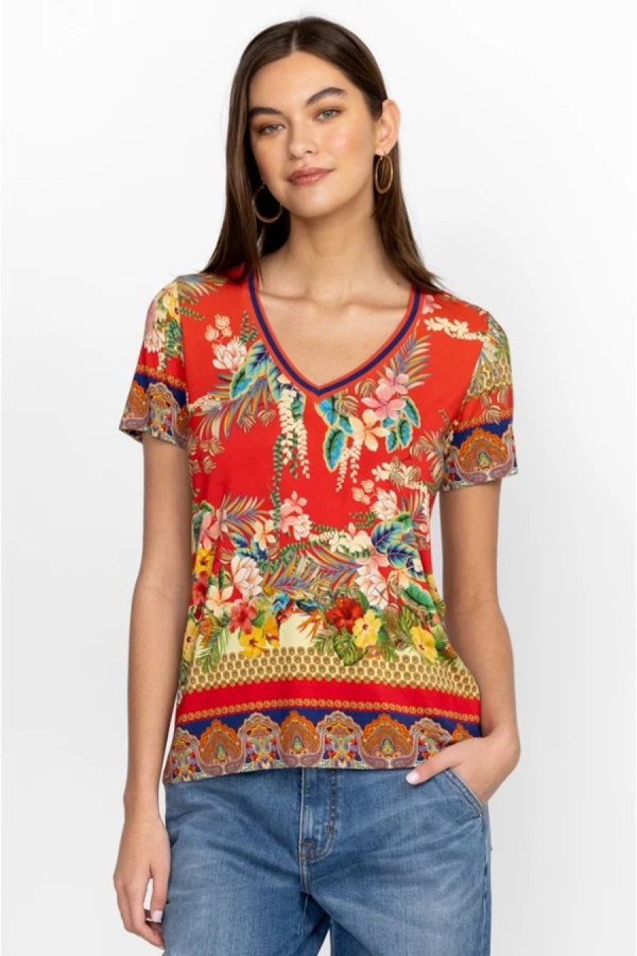 Clothing * | Rapsodia Favorite Short Sleeve V-Neck Tee Multi