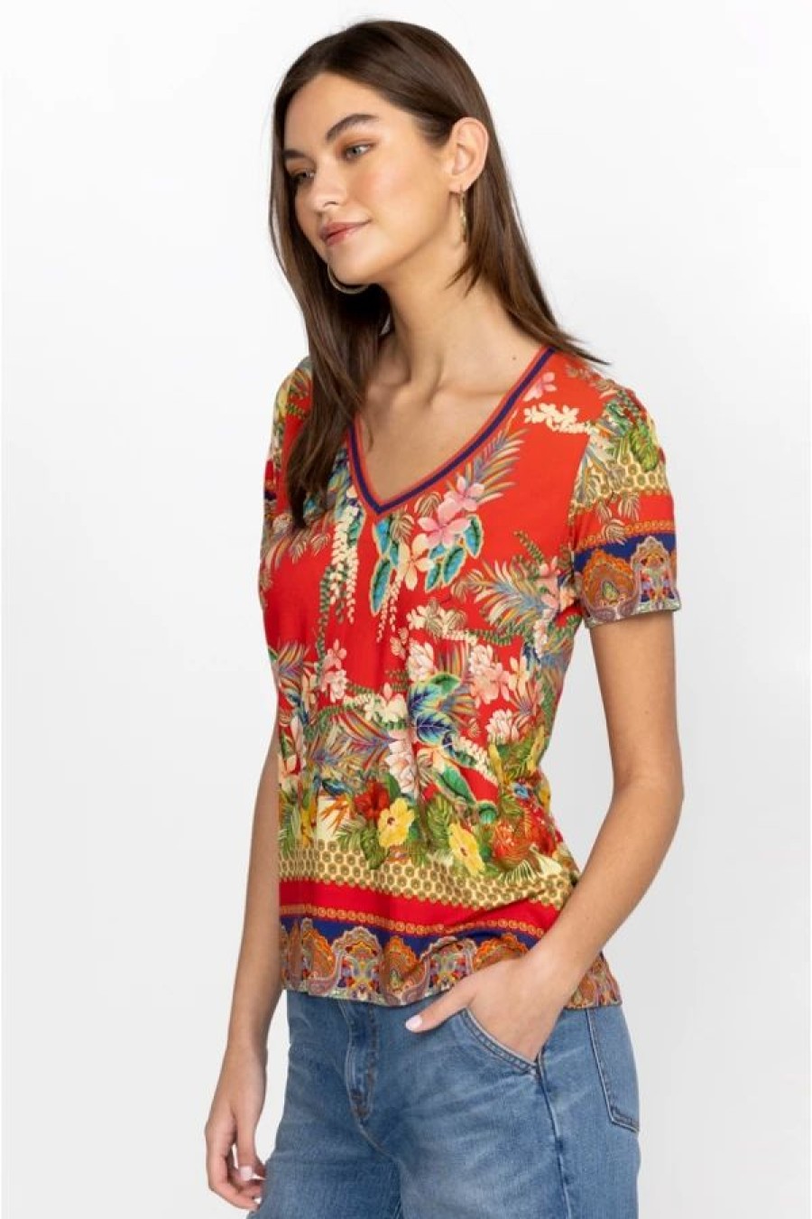 Clothing * | Rapsodia Favorite Short Sleeve V-Neck Tee Multi