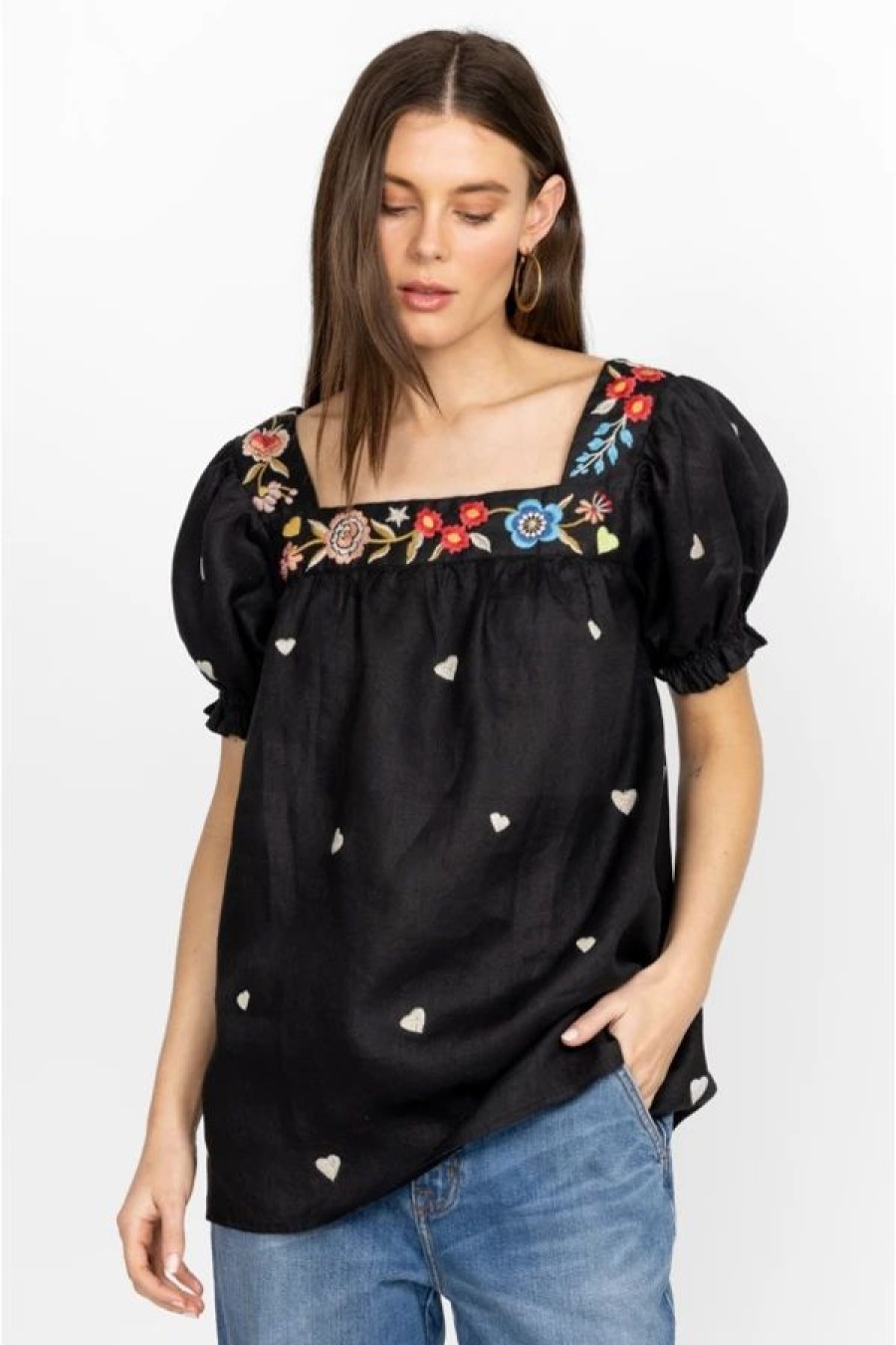 Clothing * | Maris Square Neck Park Blouse Black