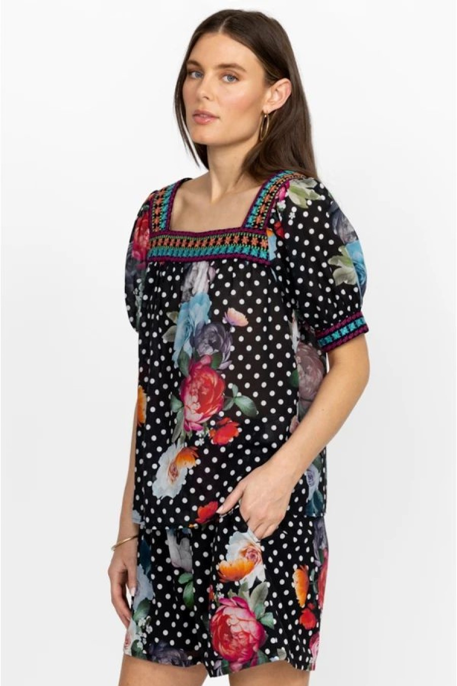 Clothing * | Polkalona Square Neck Park Blouse Multi