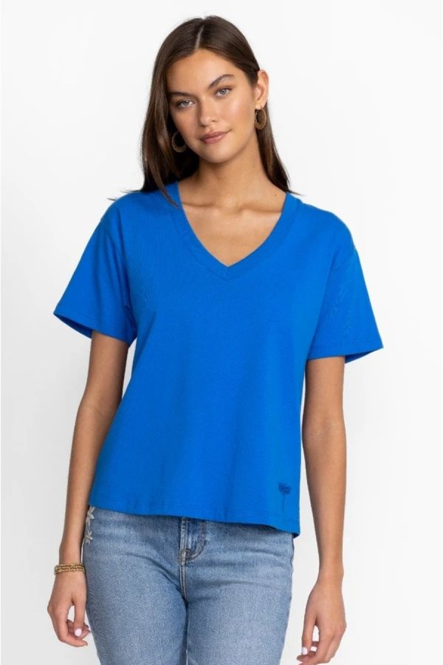 Clothing * | Organic Cotton Drop Shoulder Tee Princess Blue Garden Vines