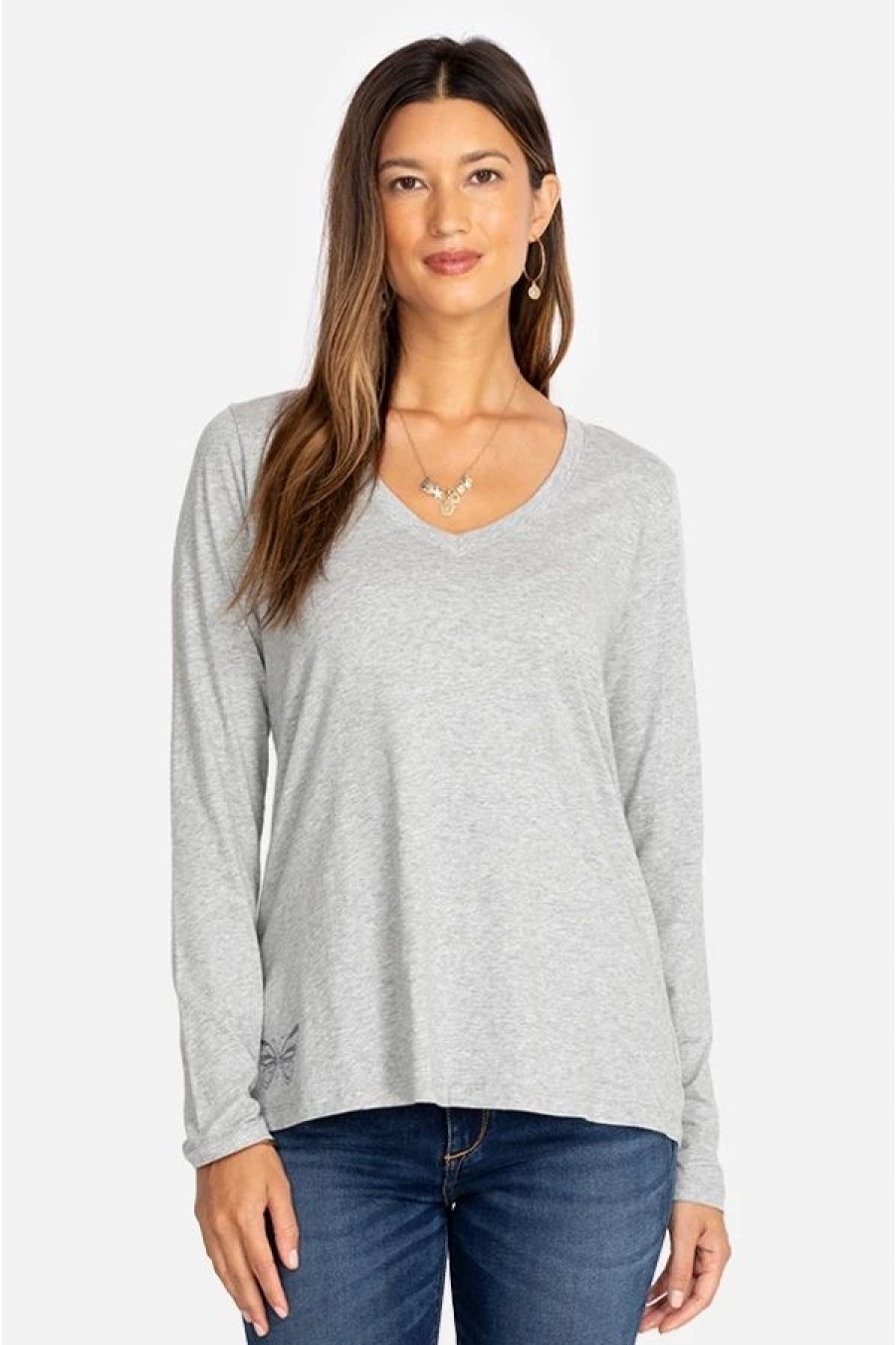 Clothing * | Long Sleeve V-Neck Layering Tee