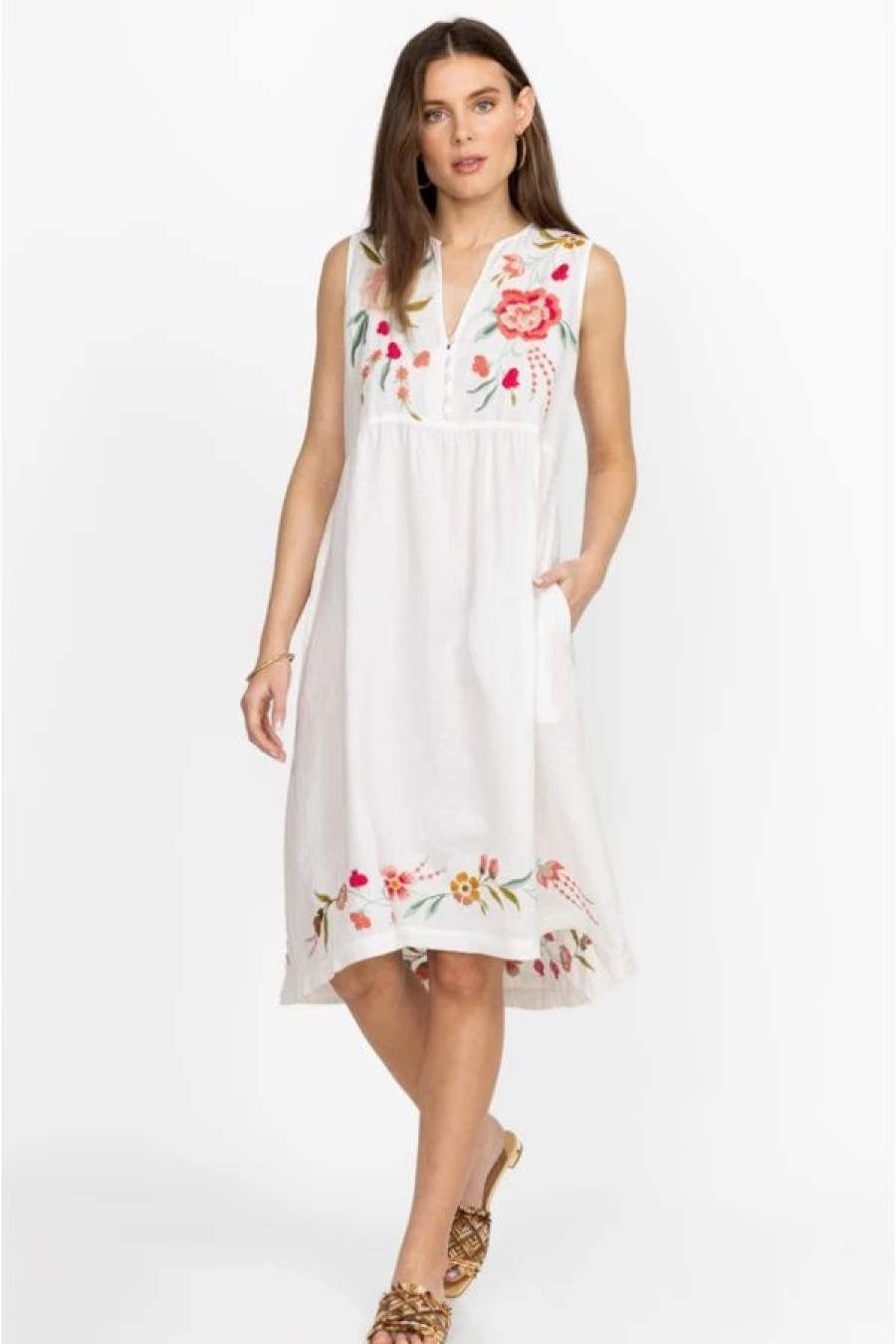 Clothing * | Joya Linen Tank Dress White