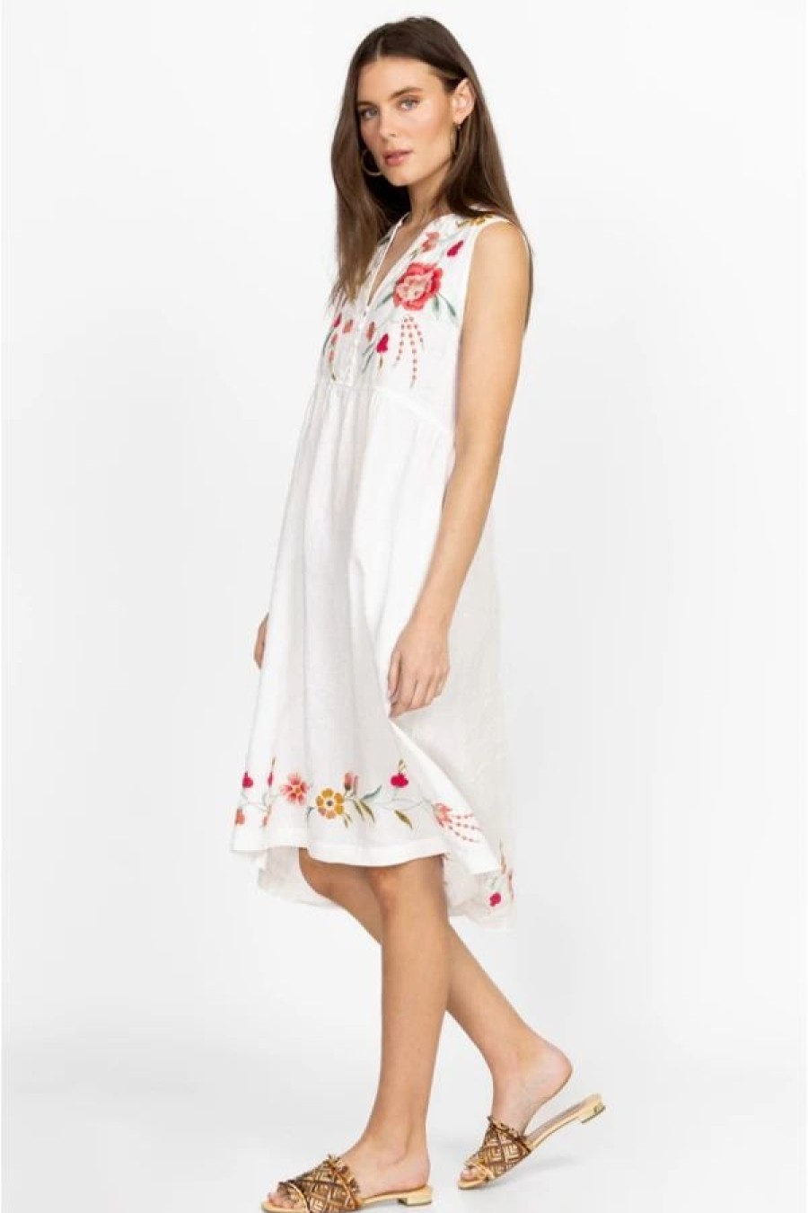 Clothing * | Joya Linen Tank Dress White