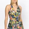 Clothing * | Layla Halter Ruched Swim Dress-Plus Size Multi