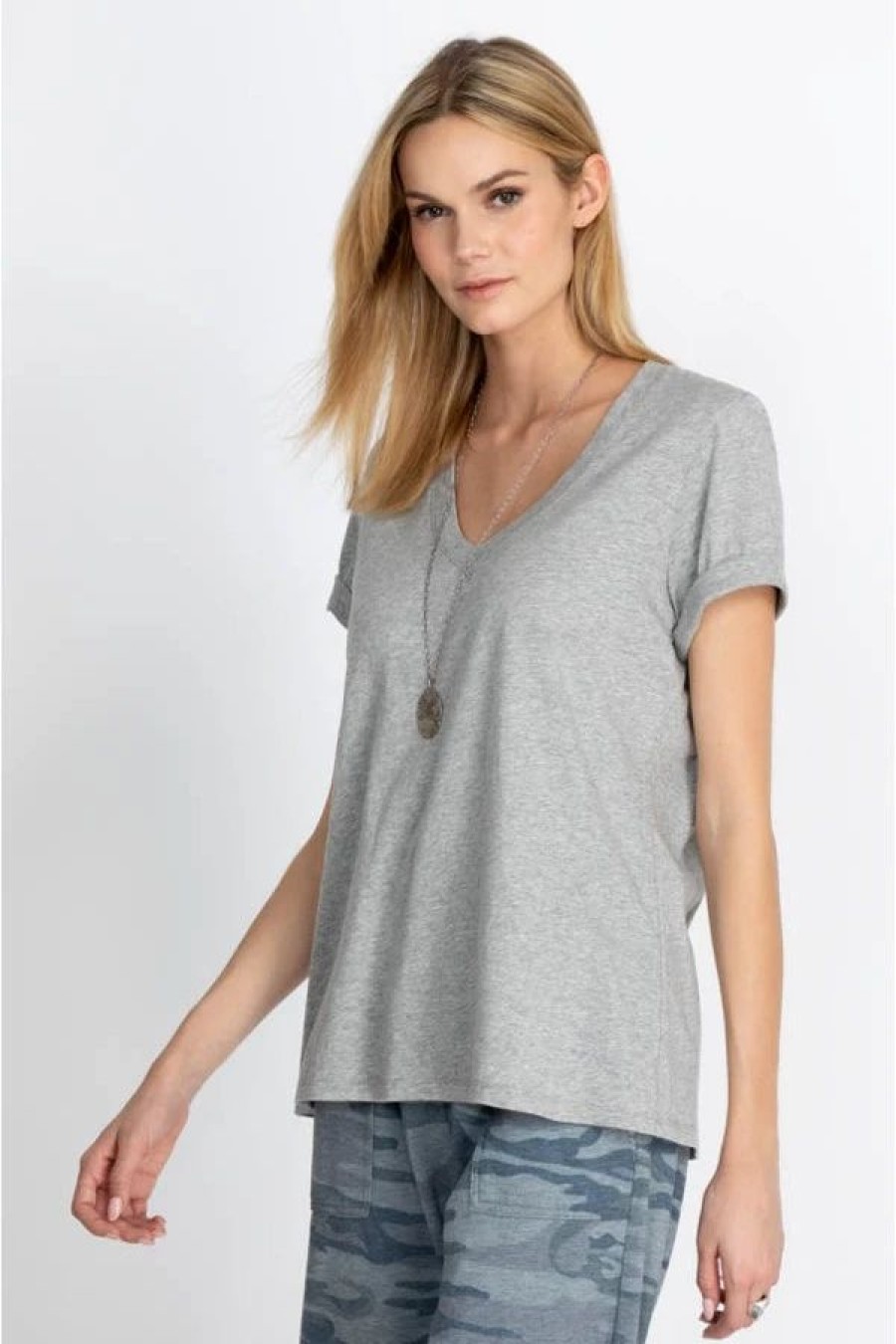 Clothing * | Short Sleeve V-Neck Layering Tee Heather Grey