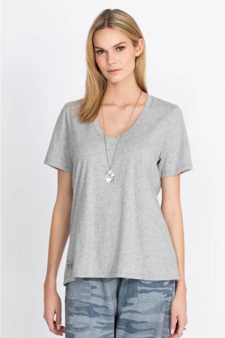 Clothing * | Short Sleeve V-Neck Layering Tee Heather Grey