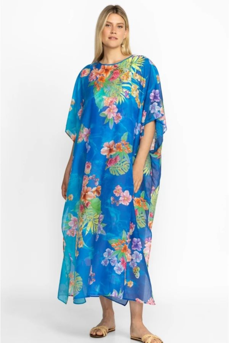 Clothing * | Water Tropic Open Keyhole Kaftan-Plus Size Multi