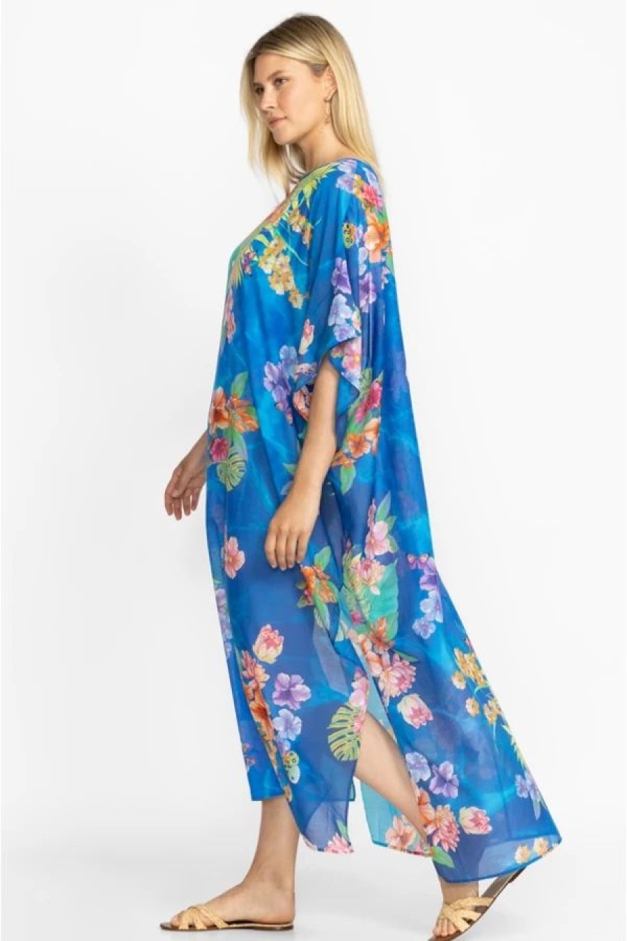 Clothing * | Water Tropic Open Keyhole Kaftan-Plus Size Multi