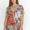 Clothing * | Otti Button Neck Tee-Plus Size Multi