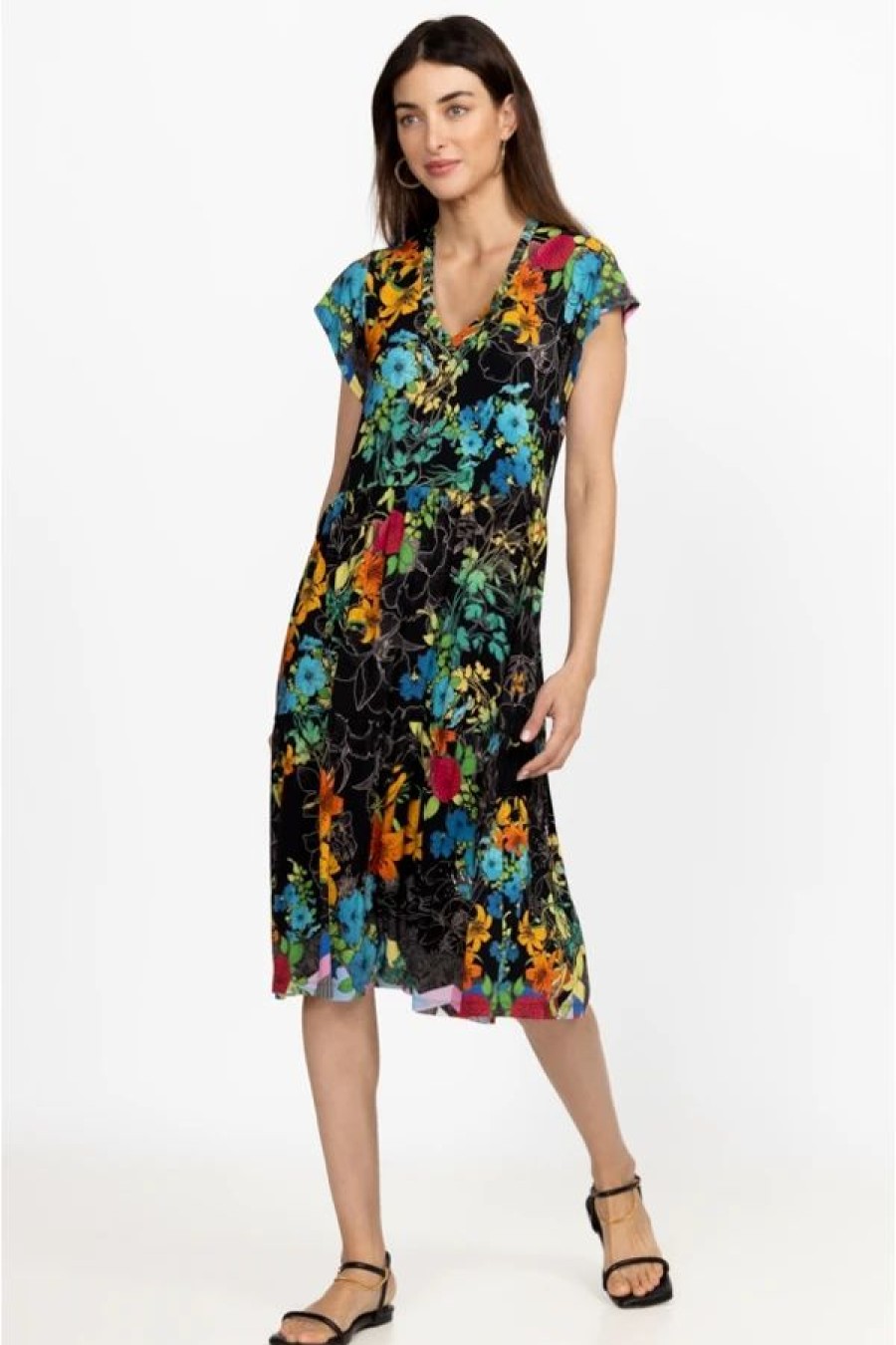 Clothing * | Nero Sequence Tiered Tea Length Dress Multi