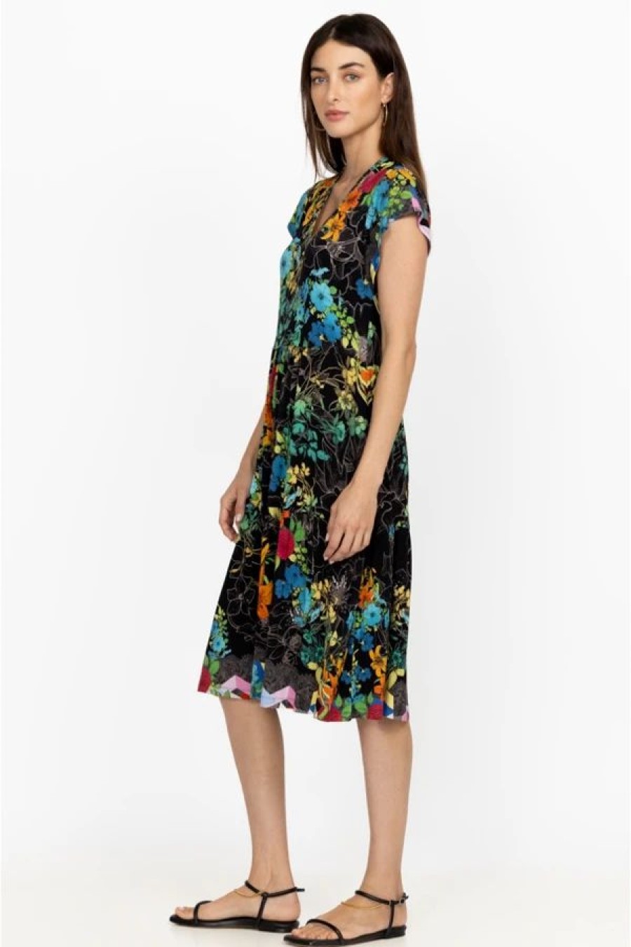 Clothing * | Nero Sequence Tiered Tea Length Dress Multi