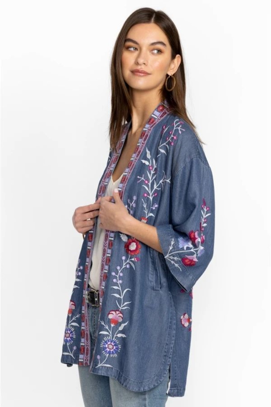 Clothing * | Piper Shirt Tail Kimono Denim Blue